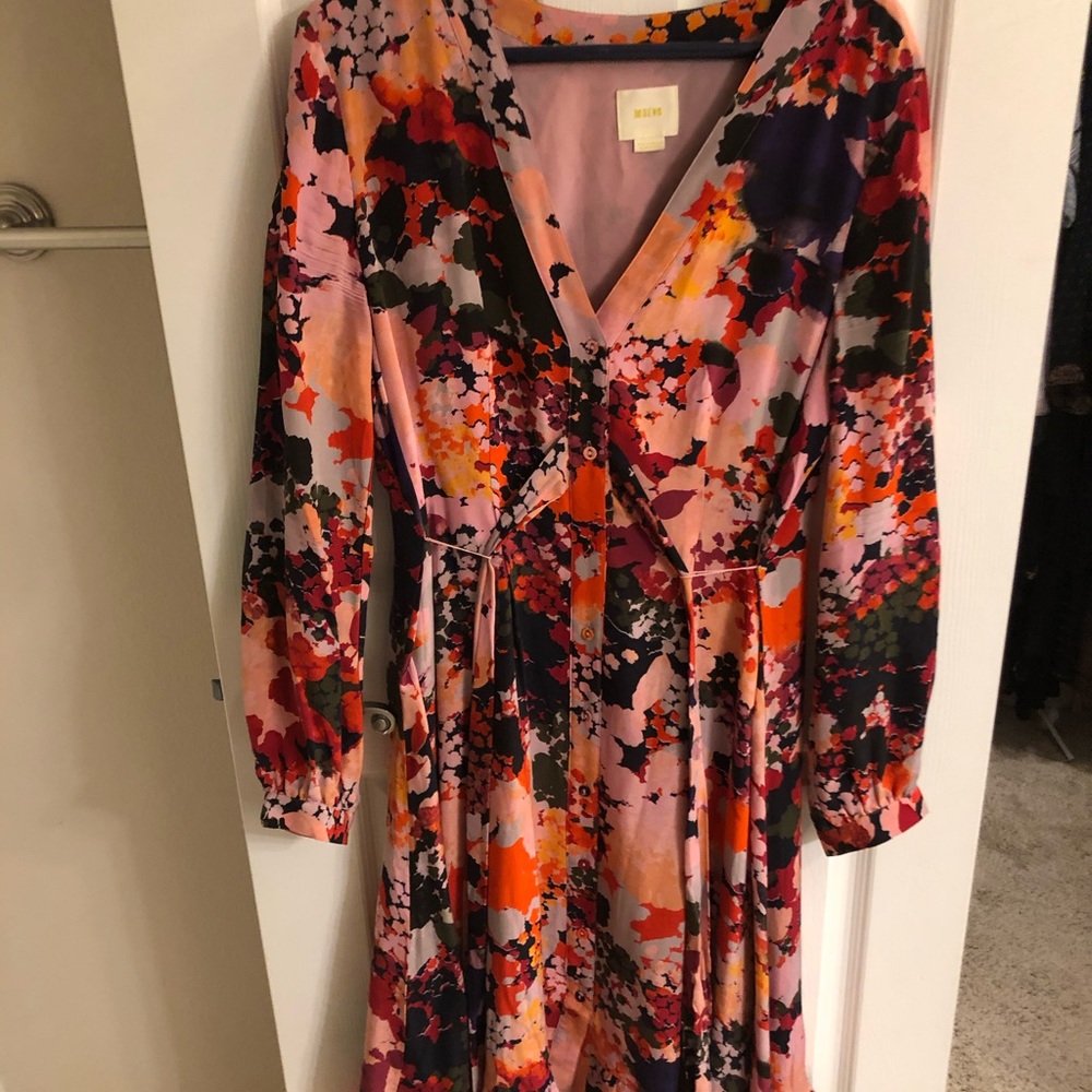 Anthropologie Maeve pink flower dress